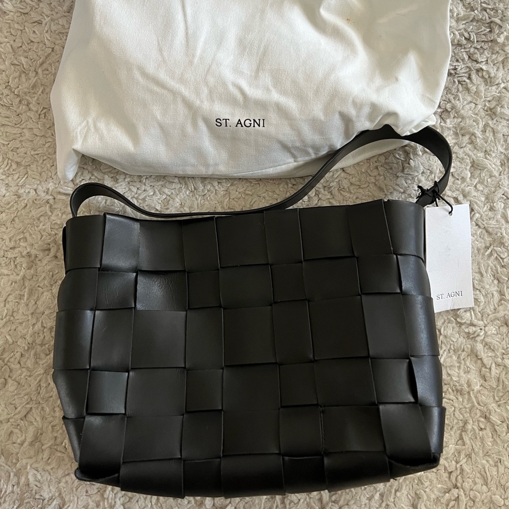 St. Agni Charcoal Leather Tote - Picture 1 of 6